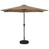 vidaXL Haveparasol med LED lys og fod 300 x 300 cm Polyester Gr&aring;brun