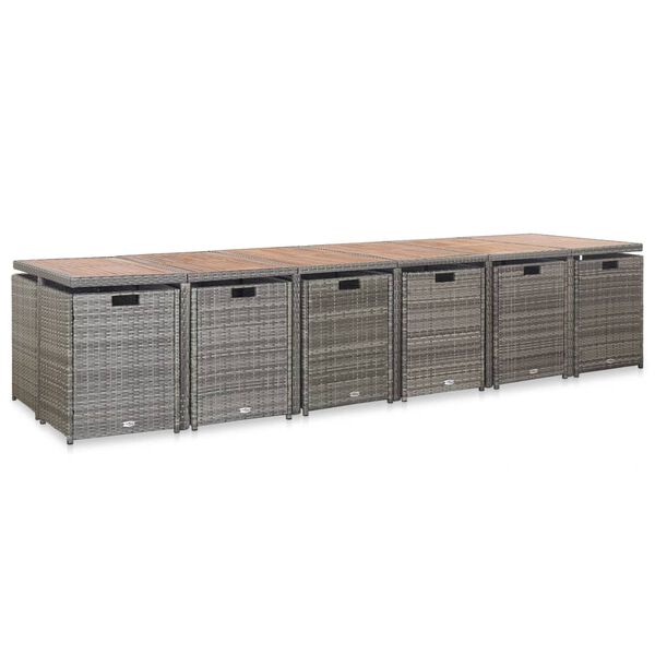 vidaXL udend&oslash;rs spisebordss&aelig;t med hynder 17 dele polyrattan gr&aring;