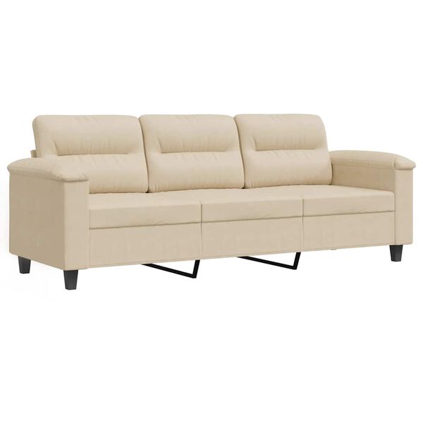 vidaXL 3-personers sofa 180 cm mikrofiberstof cremefarvet