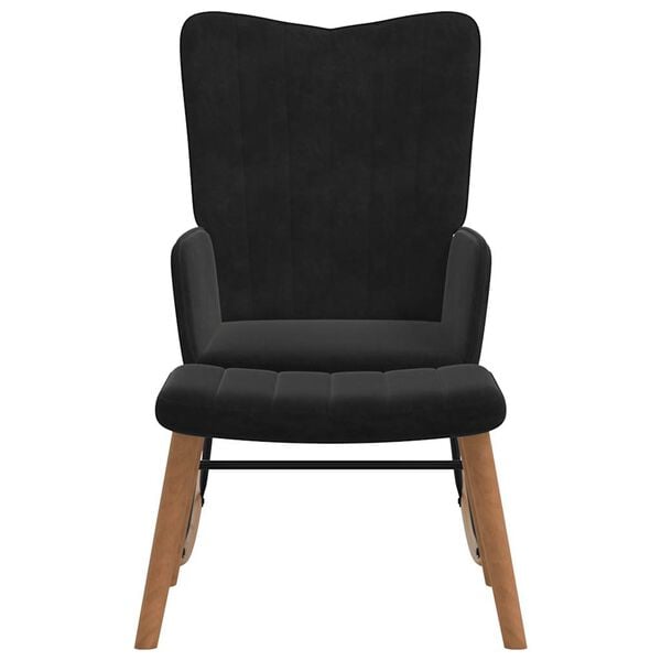 vidaXL gyngestol med fodskammel fl&oslash;jl sort