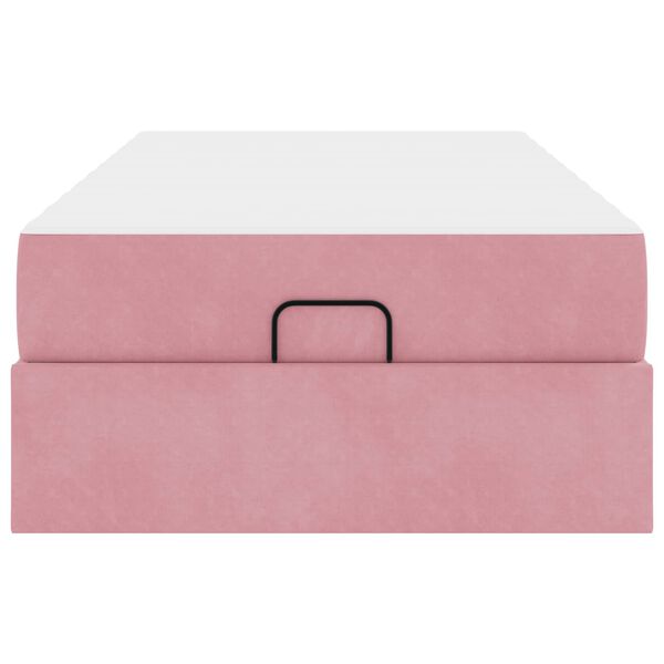 vidaXL Sengeramme med madras med madras 2 pcs Lyserød Fløjl