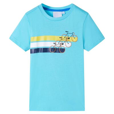 Kortærmet T-shirt til børn str. 92 akvamarinblå
