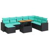 vidaXL sofas&aelig;t til haven 9 dele med hynder polyrattan sort