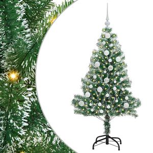 vidaXL Kunstigt Juletr&aelig; Snebelagt med LED Lys Gr&oslash;n og Hvid 120 cm