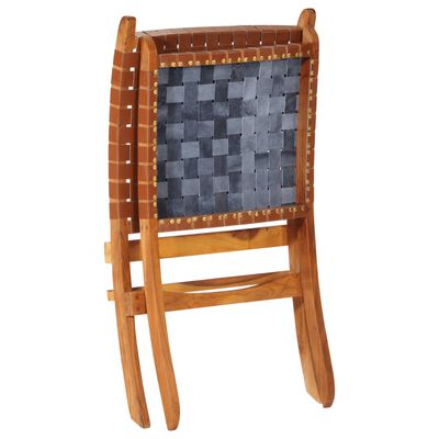 vidaXL foldbar stol ægte skind brun