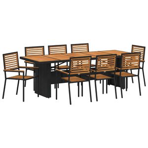 vidaXL Have Spisebordss&aelig;t 9 stk. Sort og Brunt polyrattan