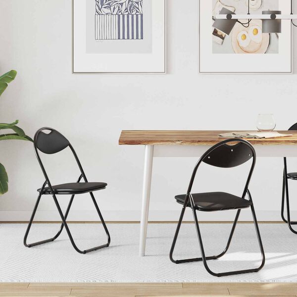 vidaXL Sammenklappelig stol 2 pcs Sort 48 x 43,5 x 81 cm Faux l&aelig;der