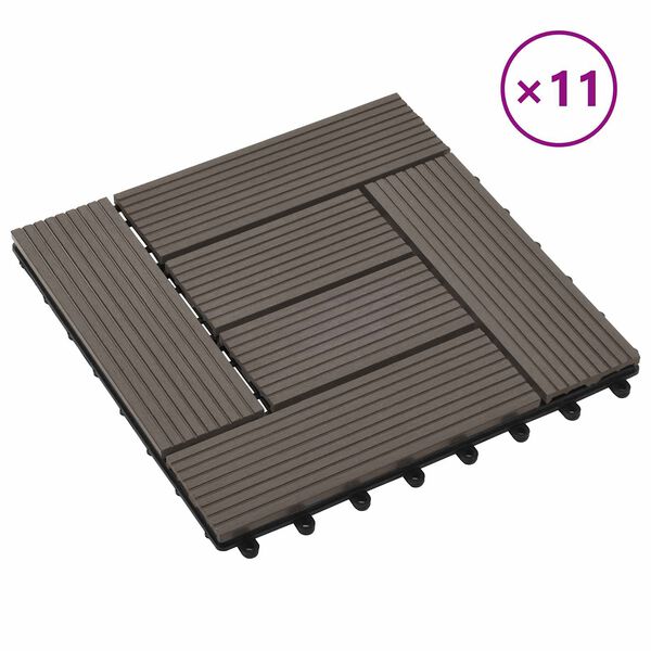 vidaXL Terrasse Flise 11 pcs M&oslash;rk Brun 30 x 30 cm WPC