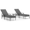 vidaXL liggestole 2 stk. med hynder og bord polyrattan gr&aring;