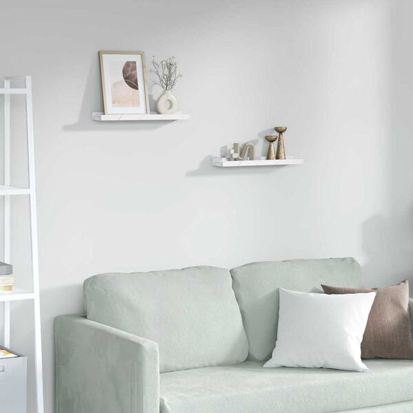 vidaXL V&aelig;ghylde 2 pcs Hvid marmor 40 x 9 x 3 cm Konstrueret tr&aelig;