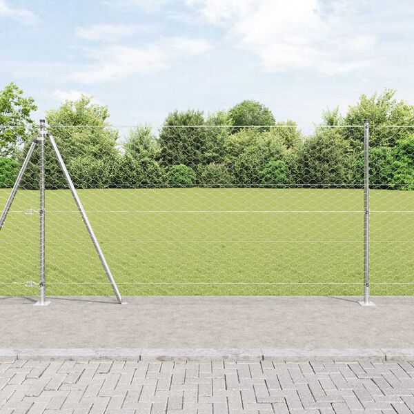 vidaXL Hegnsp&aelig;l S&oslash;lv 10 x 1,2 m (50 mm mesh) St&aring;l