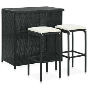 vidaXL bars&aelig;t 3 dele polyrattan sort
