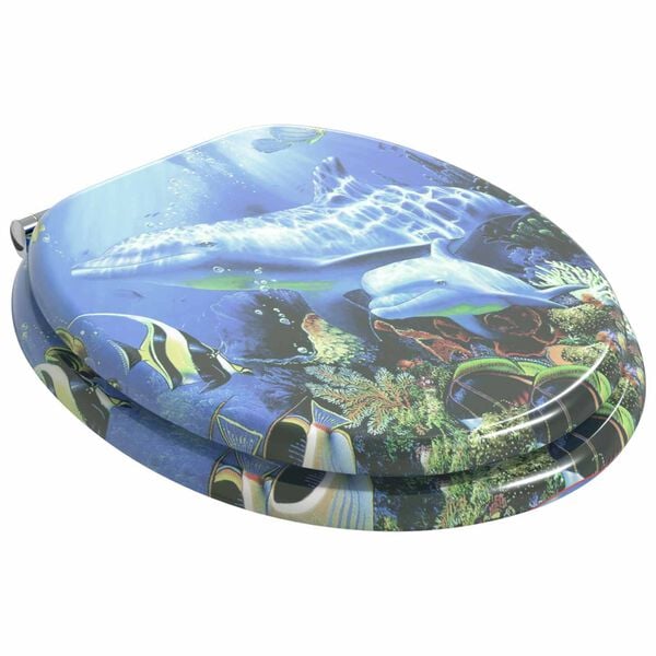 vidaXL Bl&oslash;dt lukket toiletbr&aelig;t Bl&aring; 44 x 38 cm MDF plade