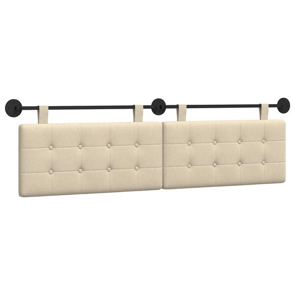 vidaXL H&aelig;ngende Hovedgavl V&aelig;gmonteret Creme 190 x 55 x 5 cm Stof