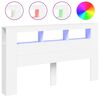 vidaXL sengegavl med LED-lys 180x18,5x103,5 cm konstrueret tr&aelig; hvid