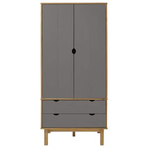 vidaXL t&oslash;jskab OTTA 76,5x53x172 cm massivt fyrretr&aelig; brun og gr&aring;