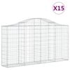 vidaXL buede gabionkurve 15 stk. 200x30x100/120 cm galvaniseret jern