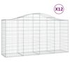 vidaXL buede gabionkurve 12 stk. 200x50x100/120 cm galvaniseret jern