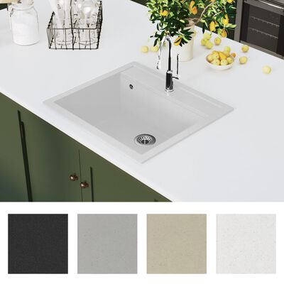 vidaXL køkkenvask granit enkelt vask hvid