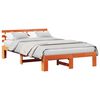 vidaXL Sengestel med hovedg&aelig;rde Voks brun 140 x 190 cm Massiv fyrretr&aelig;