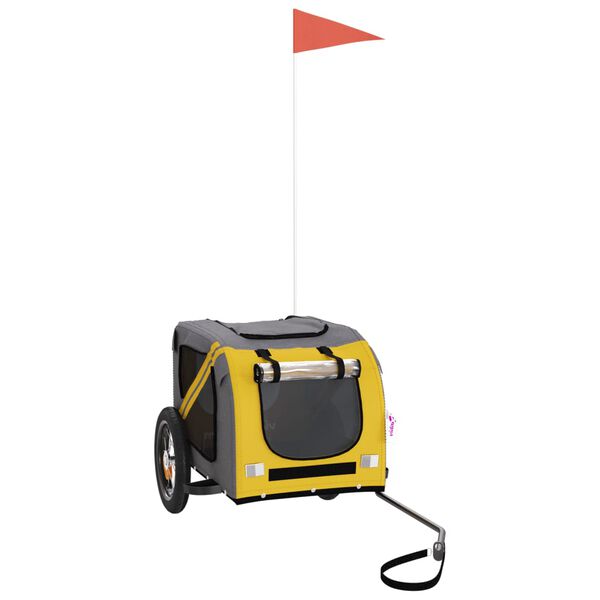 vidaXL cykelanhænger til kæledyr oxfordstof og jern gul og grå