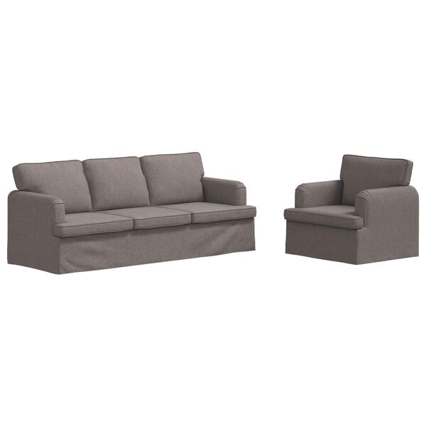 vidaXL Sofa 2 pcs Gr&aring;brun 144 x 80 x 85 cm Stof