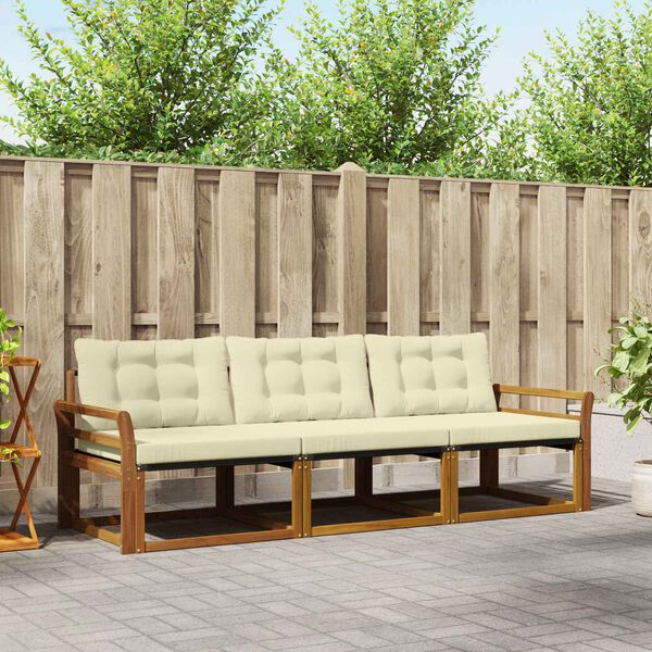 vidaXL Udend&oslash;rs sofagruppe med pude 3 pcs Naturlig og Fl&oslash;de