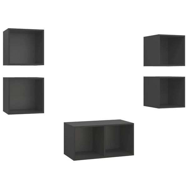 vidaXL tv-skabss&aelig;t 5 dele konstrueret tr&aelig; gr&aring;