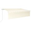 vidaXL markise m. rullegardin+LED+vindsensor 6x3 m auto cremefarvet