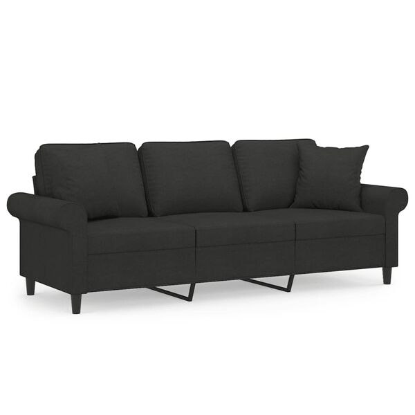 vidaXL 3-personers sofa med puder og hynder 180 cm stof sort