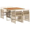 vidaXL spisebordss&aelig;t til haven 5 dele med hynder polyrattan beige