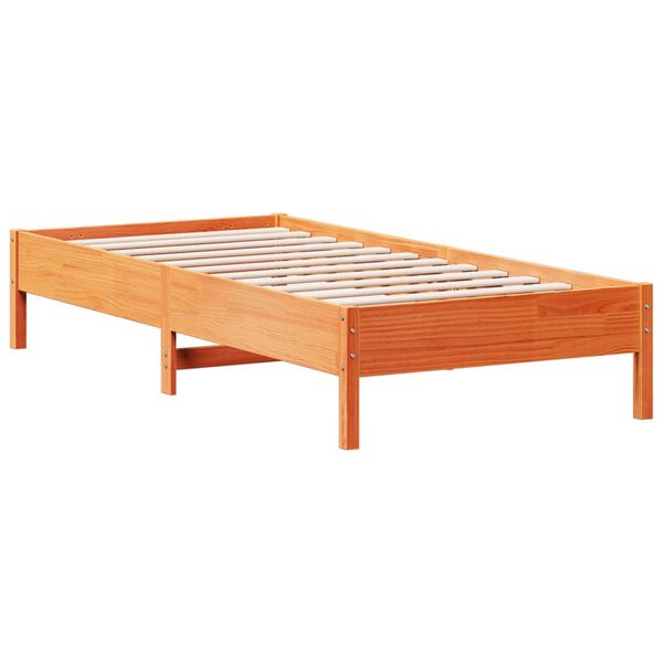 vidaXL sengeramme uden madras 90x200 cm massivt fyrretr&aelig; gyldenbrun