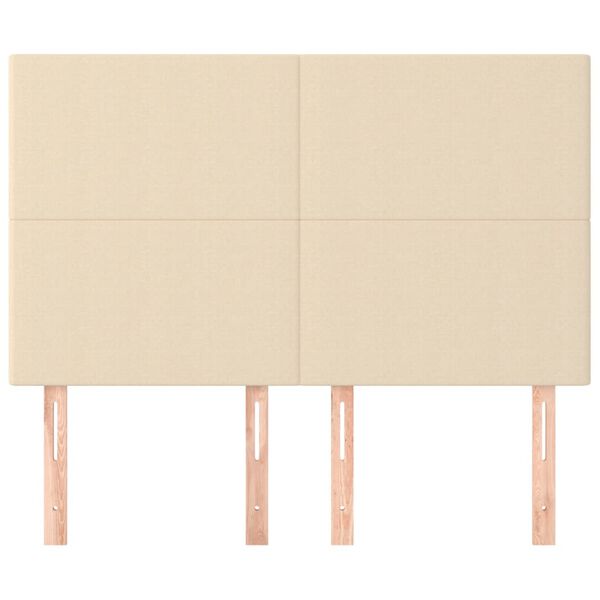 vidaXL sengegavl cremefarvet 144x5x118/128 cm stof