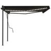 vidaXL markise m. LED + vindsensor 4x3,5 m automatisk antracit