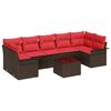 vidaXL Havesofa S&aelig;t 8 stk. Beige og R&oslash;d polyrattan