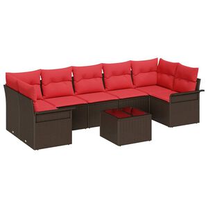 vidaXL Havesofa S&aelig;t 8 stk. Beige og R&oslash;d polyrattan