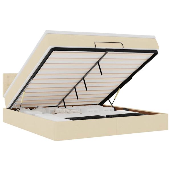 vidaXL osmannisk sengeramme med madras 180x200 cm stof cremefarvet