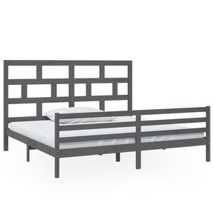 vidaXL sengeramme 200x200 cm massivt fyrretr&aelig; gr&aring;