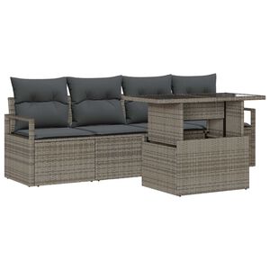vidaXL Havesofa S&aelig;t med opbevaring 5 pcs Gr&aring; Poly rattan