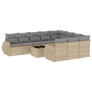 vidaXL sofas&aelig;t til haven 11 dele med hynder polyrattan beige