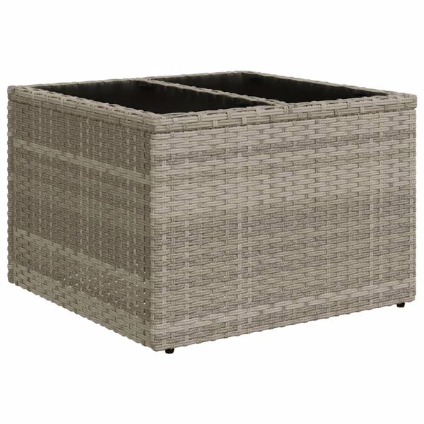 vidaXL havebord med glastop 55x55x37 cm polyrattan lysegr&aring;