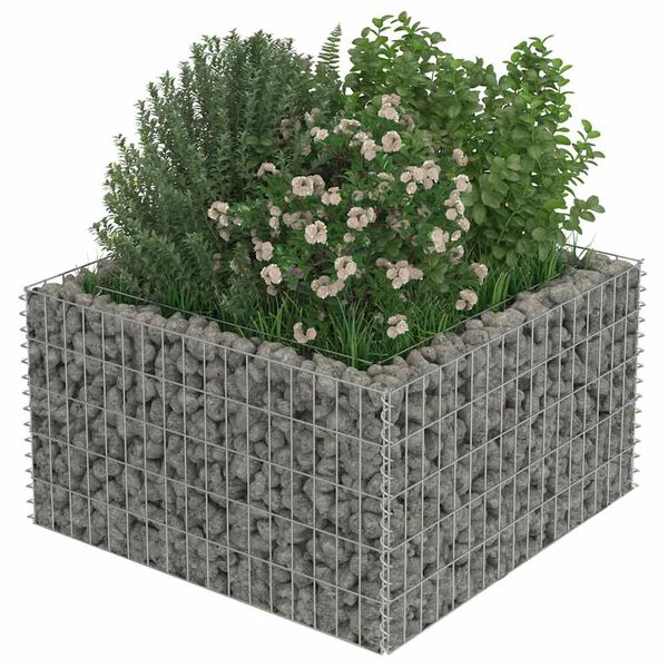 vidaXL gabion-h&oslash;jbed 90x90x50 cm galvaniseret st&aring;l