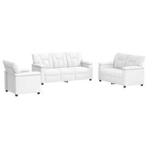 vidaXL Sofa S&aelig;t 3 pcs Hvid Kunstl&aelig;der