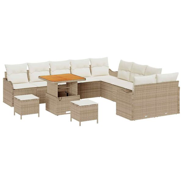 vidaXL Havesofa S&aelig;t med pude med opbevaring 13 pcs Beige og creme