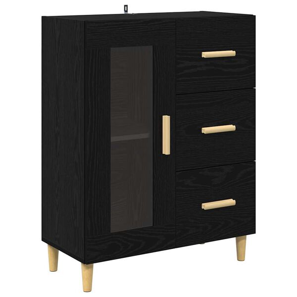 vidaXL Sideboard med skuffe Sort eg 69,5 x 34 x 90 cm Konstrueret tr&aelig;
