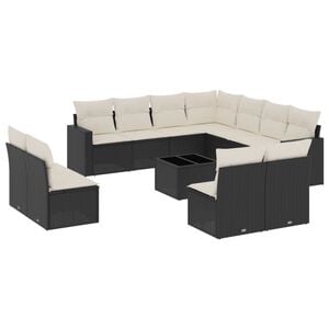 vidaXL sofas&aelig;t til haven 12 dele med hynder polyrattan sort