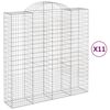 vidaXL buede gabionkurve 11 stk. 200x50x200/220 cm galvaniseret jern