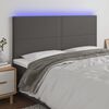 vidaXL sengegavl med LED-lys 180x5x118/128 cm kunstl&aelig;der gr&aring;