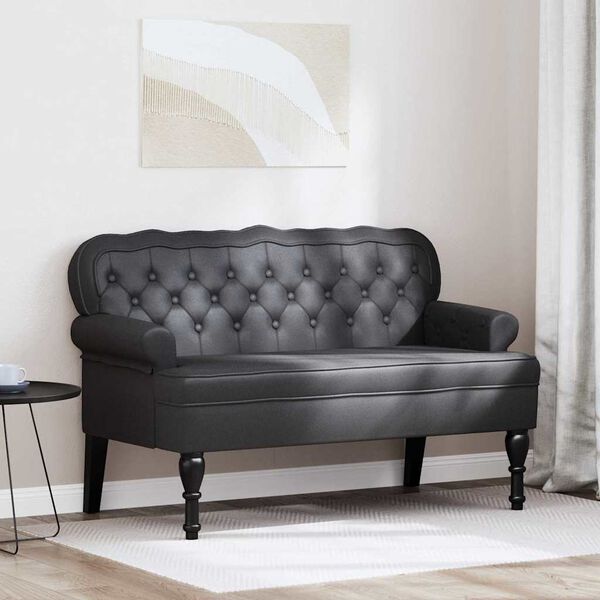 vidaXL Chesterfield bænk Sort 119.5 x 64.5 x 75 cm Faux læder