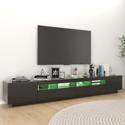vidaXL tv-skab med LED-lys 260x35x40 cm sort højglans